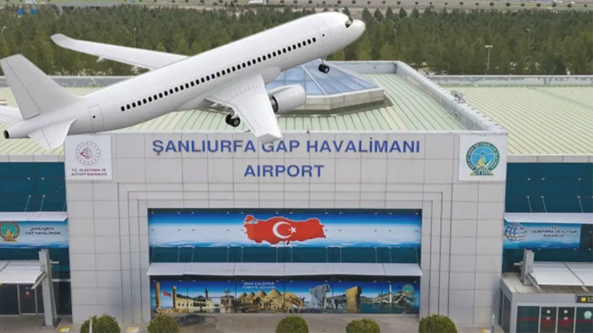 Şanlıurfa GAP Airport sign and terminal building